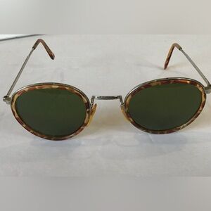 Round Oval Tortoiseshell Sunglasses with Goldtone Metal Frame